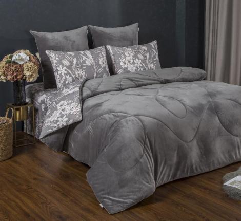 Постельное белье с одеялом "Kazanov.A." Ливви (графит капучино) Велюр/Egypt Cotton, Евро