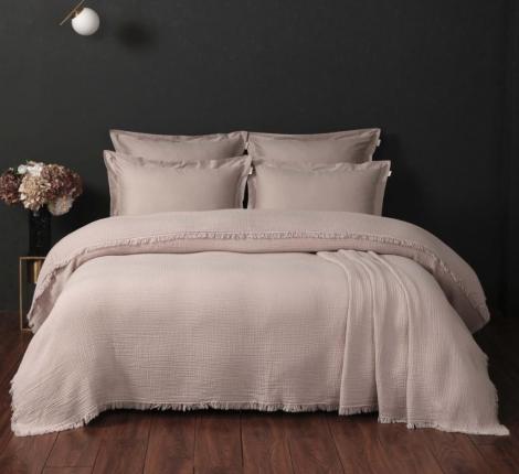 Постельное белье с покрывалом "Kazanov.A." Stonewash Muslin (латте) Муслин, Евро