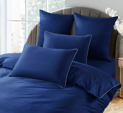 Постельное бельё "KARTEKS" сатин однотонный с кантом HK-09 (тёмно-синий), Евро