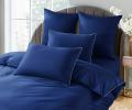 Постельное бельё "KARTEKS" сатин однотонный с кантом HK-09 (тёмно-синий), Евро