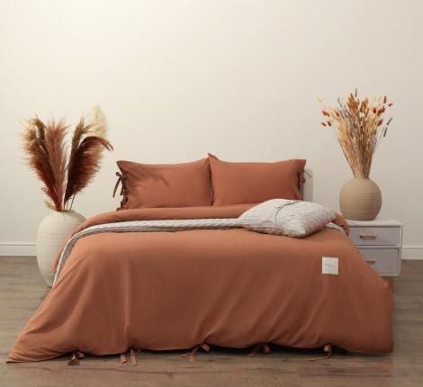 Постельное белье "Sofi de Marko" Аредель (терракот) Лён, 1,5 спальный