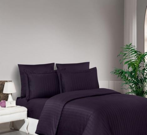 Постельное бельё "DO&CO" Сатин DELUX STRIPE, 1,5 спальный (фиолетовый)