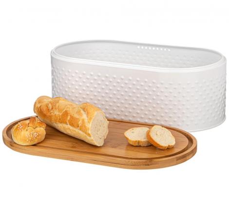 Хлебница "AGNESS" 33,8*18*12 см с 2-мя банками для сыпучих продуктов, белый