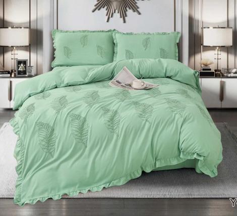 Постельное белье EFOR "COTTONI Y-1" с вышивкой "листок", Евро