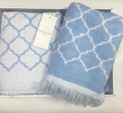 Комплект полотенец 50x100-85x150 Maison D'or "LORENZA", голубой