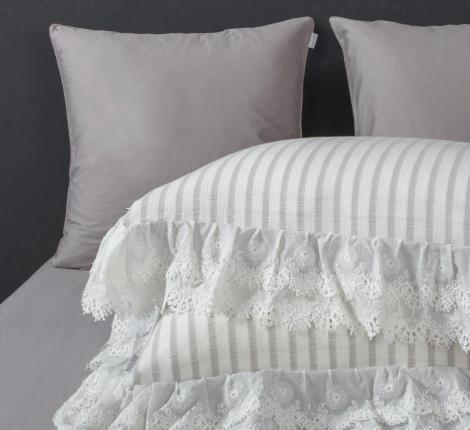 Постельное белье с одеялом "Kazanov.A." Stripe Muslin lace (серебро платина), Евро