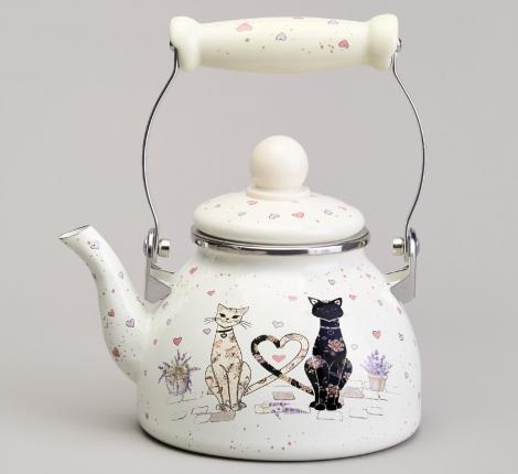 Чайник эмалированный со съёмным фильтром "LAVANDER CATS", 1,1 л