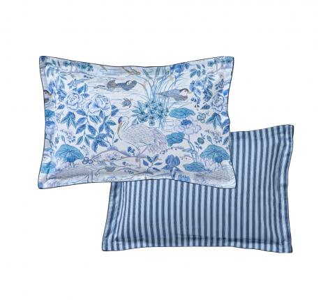 Постельное бельё "Blanc des Vosges"  WATER GARDEN BLEU Сатин ДеЛюкс, Евро