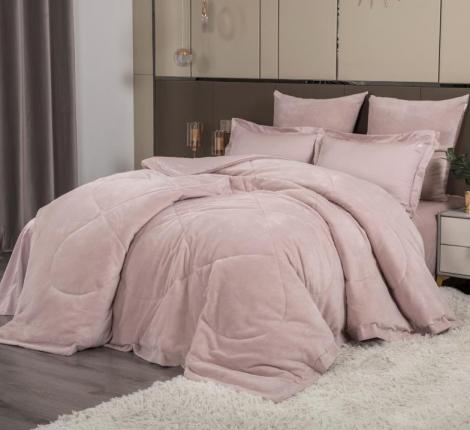 Постельное белье с одеялом "Kazanov.A." Lindor Fluffy (лайт пудра) Велюр/Egypt Cotton, Семейный