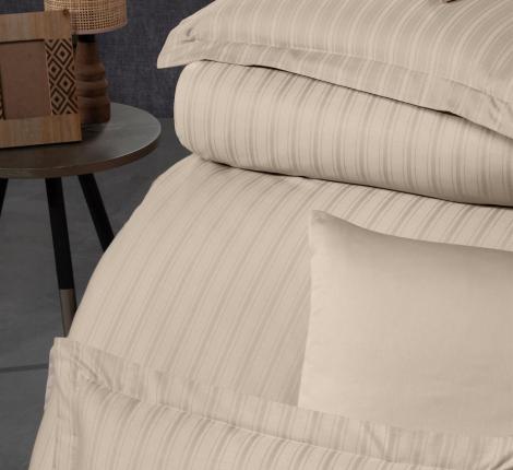 Постельное бельё "DO&CO" Сатин DELUX STRIPE, Евро (капучино)