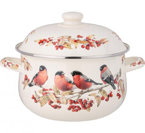 Кастрюля эмалированная с крышкой "СНЕГИРИ" 934-733, 3.6 л