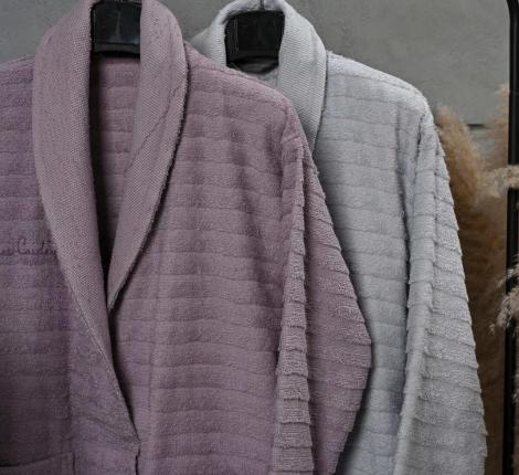 Набор "PIERRE CARDIN HOME" (2 халата, полотенца 50х90-2 шт., 70х140-2 шт.), лиловый-серый