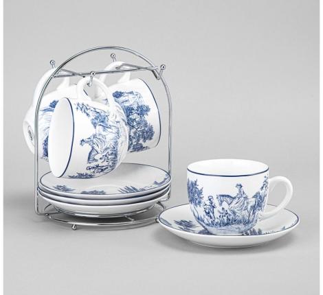 Чайный набор на металлической подставке "NOVEL" на 4 персоны, 8 предметов (220 мл)