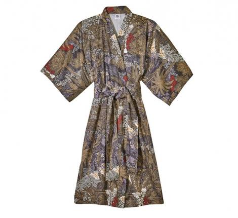 Халат-кимоно  "Blanc des Vosges" JARDINS DE BABYLONE INDIGO сатин жаккард, L