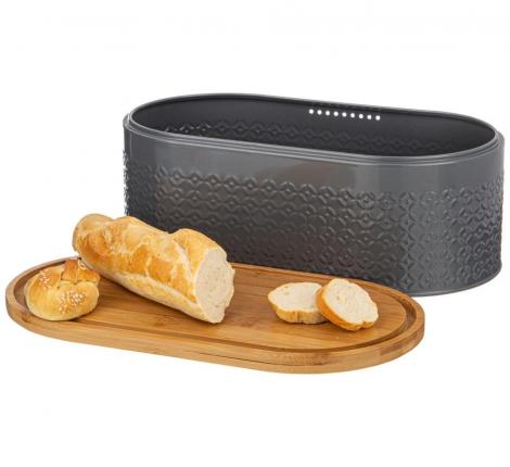 Хлебница "AGNESS" 33,8*18*12 см с 2-мя банками для сыпучих продуктов, серый