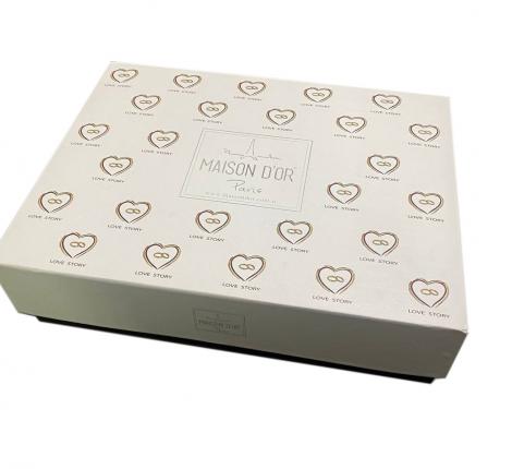 Комплект махровых полотенец 30x50-50x100-85x150 Maison D'or "LOVE STORY", бело-красный