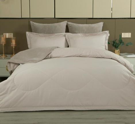 Постельное белье с одеялом "Kazanov.A." Lindor Fluffy (серый/бежевый) Велюр/Egypt Cotton, Евро