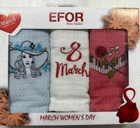 Набор вафельных салфеток "EFOR"(3шт) (40*60) 8 марта