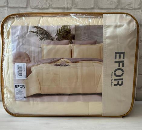 Постельное бельё c одеялом EFOR SATEN GRI/K.KREM (серый-шампань), Евро