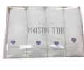 Салфетки махровые с вышивкой Maison D'or "SOFT HEARTS" 30х50-4шт., белый/сиреневый