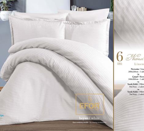 Постельное белье Efor Satin Gizgili "LAMIYA PS05" (белый), Евро