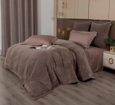 Постельное белье с одеялом "Kazanov.A." Lindor Fluffy (капучино трюфель) Велюр/Egypt Cotton, Евро