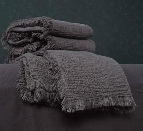 Постельное белье с покрывалом "Kazanov.A." Stonewash Muslin (графит) Муслин, Евро