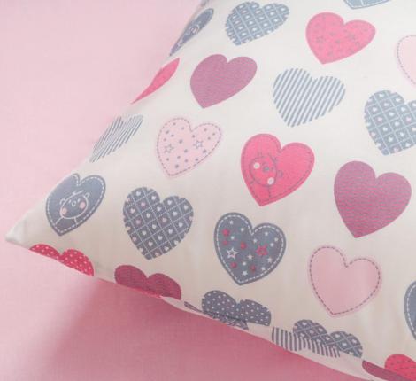 Постельное белье "Siberia" Сердечки (розовый) Ранфорс, 1,5 спальный