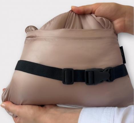 Дорожный плед-пончо пуховый "Travel Cape Plaid Grass" LATTE, 130х170