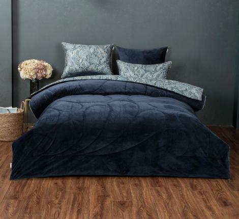 Постельное белье с одеялом "Kazanov.A." Маркос (индиго бежевый) Велюр/Egypt Cotton,  Евро
