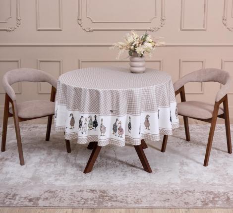 Скатерть круглая с пропиткой "FAMILY FARM" 190 см, клетка