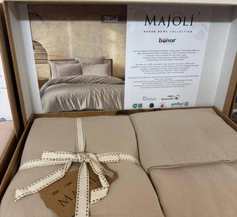 Постельное бельё "MAJOLİ" Stonewashed MİNK Варёный хлопок, 1,5 спальный