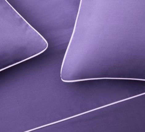 Постельное бельё "KARTEKS" сатин однотонный с кантом HK-05 (сиреневый), Евро
