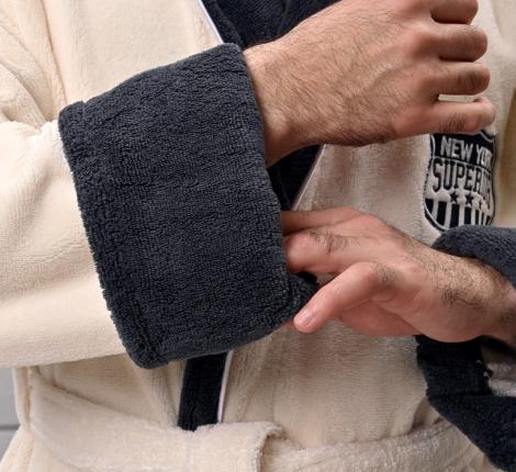 Халат мужской трига с капюшоном "AMBIELLA A-1130" кремовый, 2XL