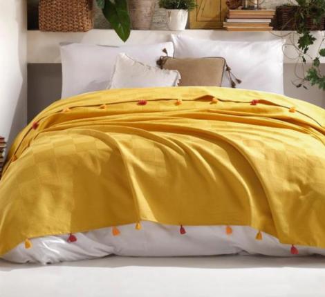 Покрывало вафельное "SAHESER" ZILLER горчичный, 220х220