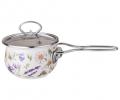 Ковш эмалированный со стеклянной крышкой "FLOWER STORY", 0,9 л