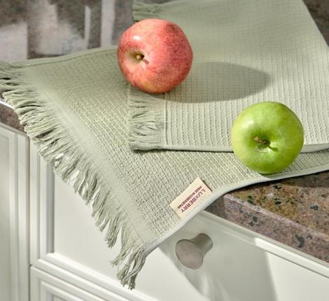 Комплект вафельно-махровых полотенец Luxberry "IRIS" (30x50,50x100,70x140), зелёный