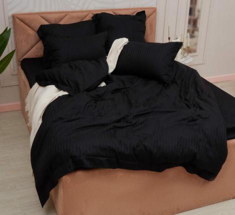 Постельное белье "Sofi de Marko" Моне (черный) Страйп Сатин, 1,5 спальный