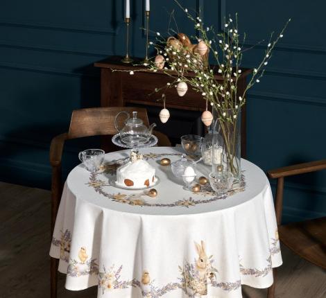 Скатерть круглая с пропиткой "ЛАВАНДОВАЯ ВЕСНА", 145 см