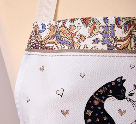 Фартук с пропиткой "ПАРИЖСКИЕ КОТЫ" Кайма 60х70 см, белый