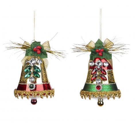 Колокольчики стеклянные 2 шт. GOODWILL" (красные с зеленым), высота 9 см,