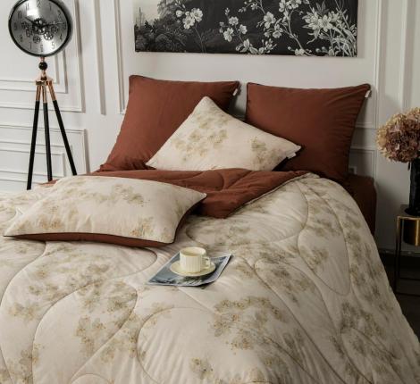 Постельное бельё с одеялом "Kazanov.A." Linen Batik (корица лен) Сатин, Евро