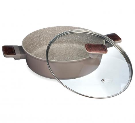 Сотейник с крышкой "AGNESS" 902-115 с антипригарным покрытием PFLUON MARBLE, 26*7,5 см