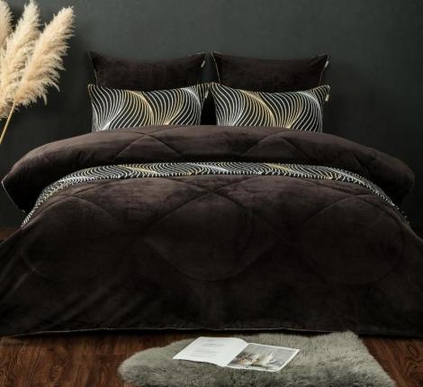Постельное белье с одеялом "Kazanov.A." Байрон (трюфель) Велюр/Egypt Cotton, 1,5 спальный