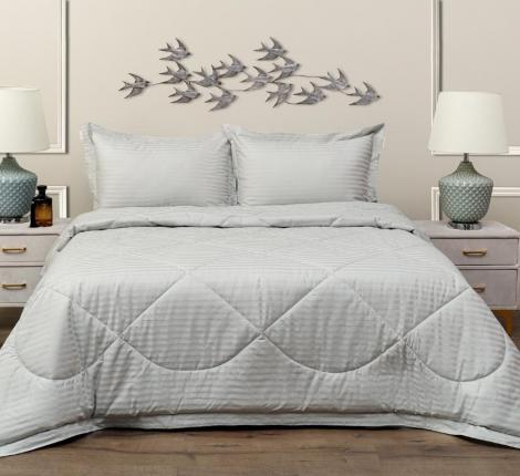 Постельное белье с одеялом "Sofi de Marko" Федерико (серый) Страйп Сатин, Евро