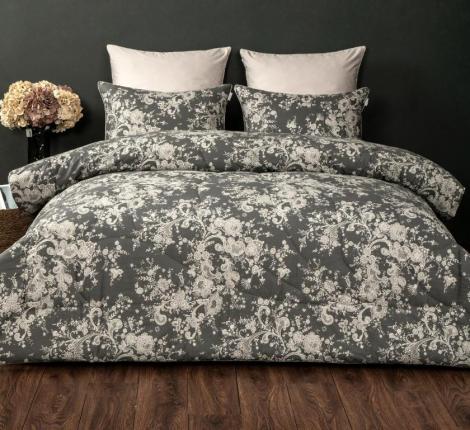 Постельное белье с одеялом "Kazanov.A." Эльба (бежевый графит) Велюр/Egypt Cotton, Евро