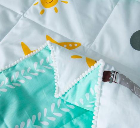 Постельное белье с одеялом детское "Sofi de Marko" Полетели (белый) Сатин, 1,5 спальный