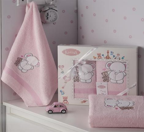Комплект полотенец &quot;KARNA&quot; детский BAMBINO-SLON 50x70-70х120 см , Розовый