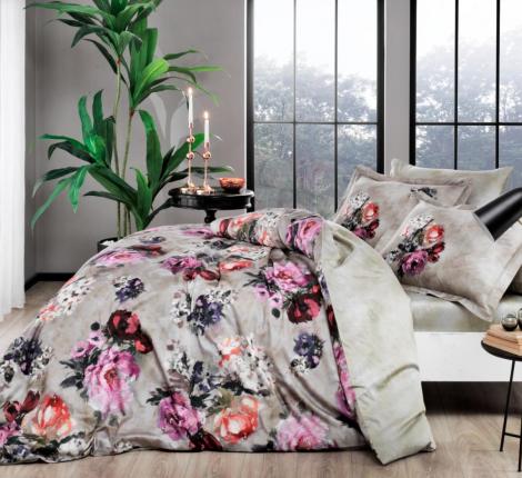 Постельное белье "TAC" Premium DIGITAL сатин DELUX SELVA Семейный, бежевый