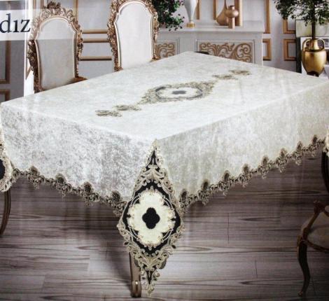 Скатерть EFOR "YILDIZ" 160x220 с 8 салфетками, кремовый